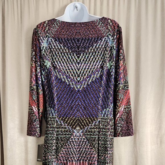 NWT Muse purple blue red green pink multiprint sheath dress Womens 12 - Picture 7 of 9